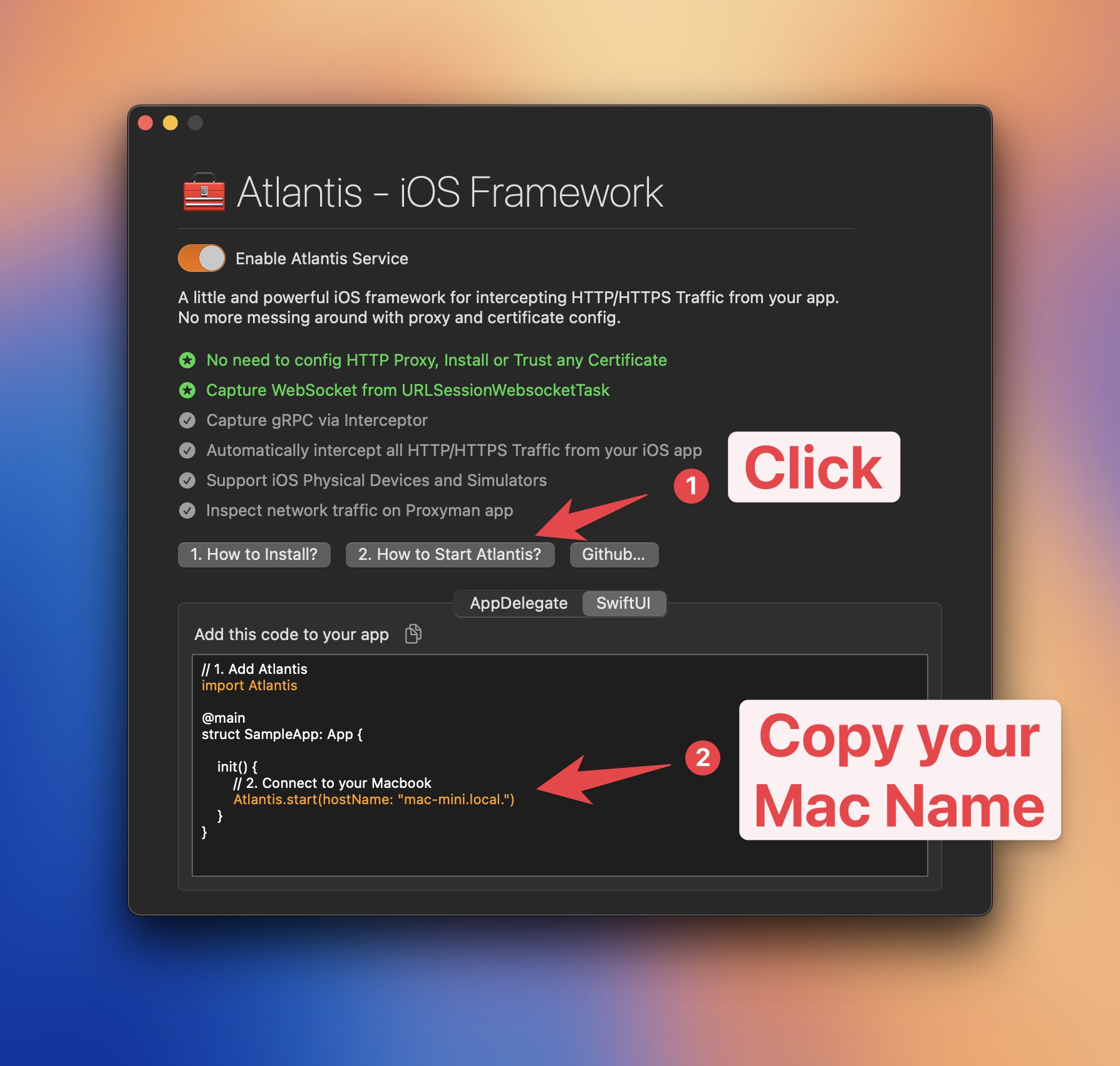 Proxyman get hostname from Atlantis