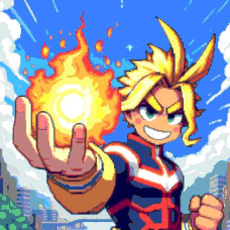 All Might from Boku No Hero Academia holds One For All in his palm