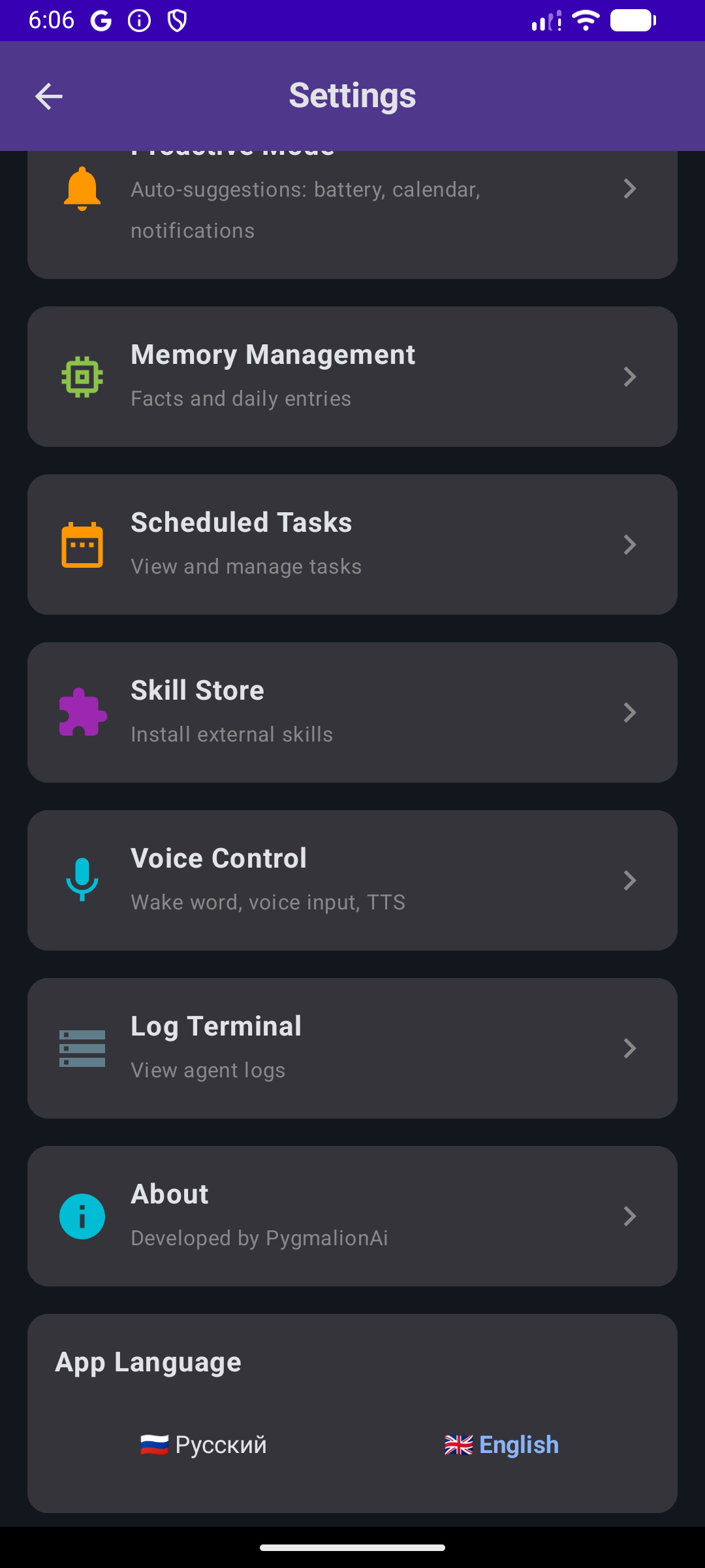 Settings — Scroll