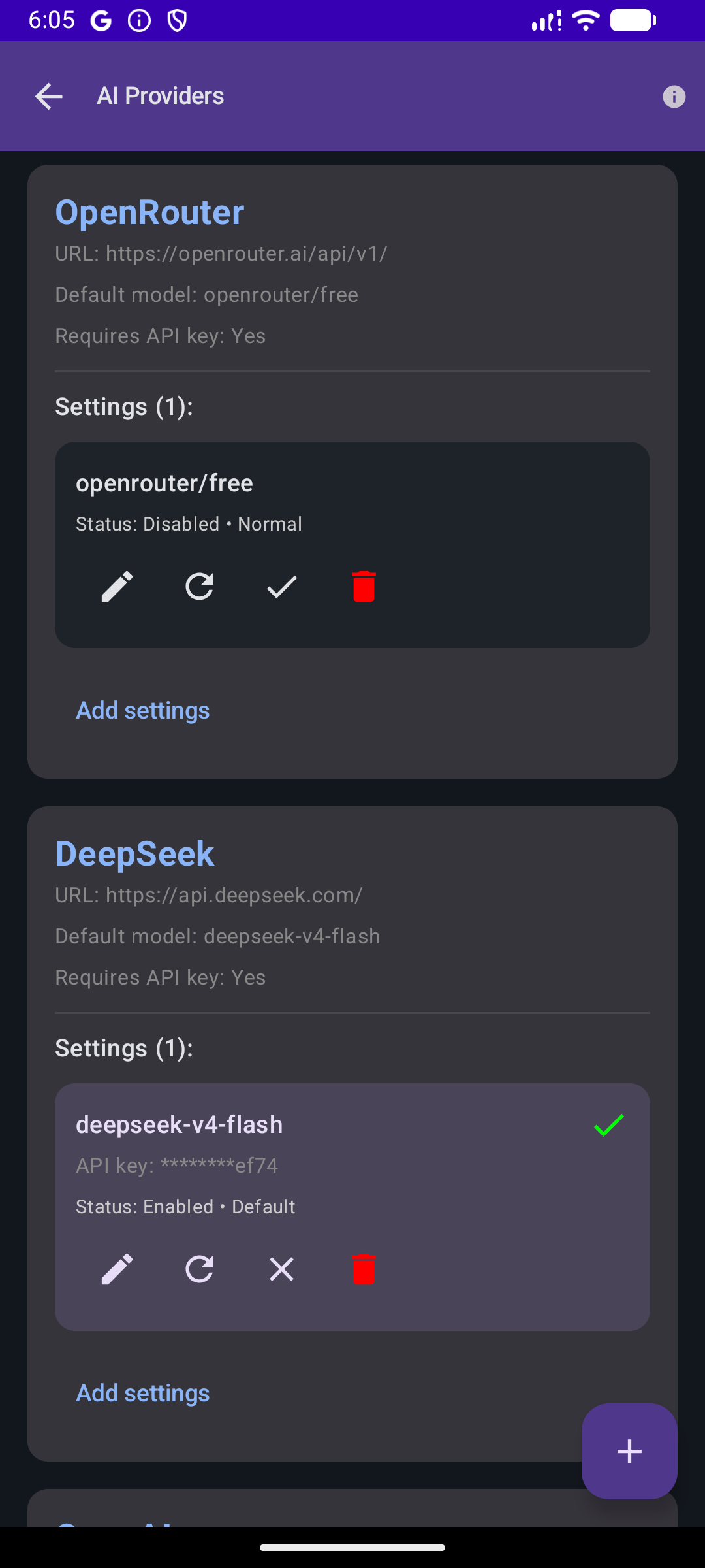AI Provider Settings
