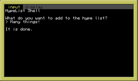 Screenshot of the input program