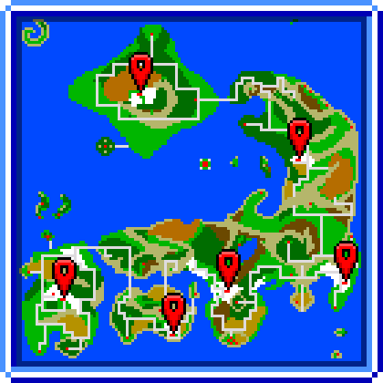 Map showing all six cities