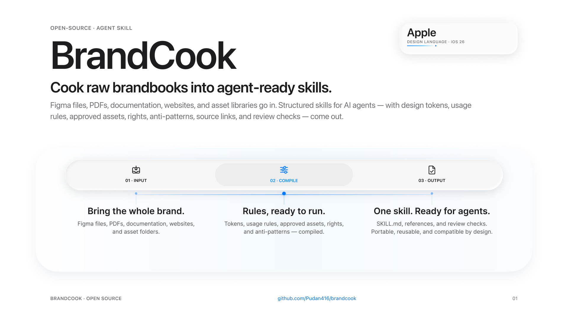 BrandCook demo using a skill compiled from publicly available Apple design guidance
