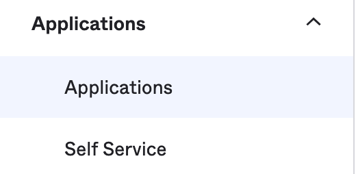 Okta applications menu