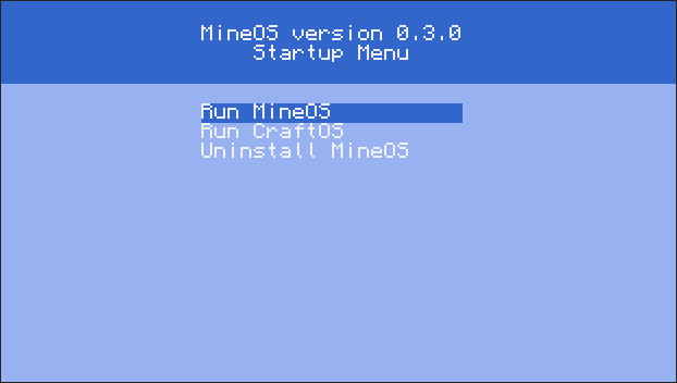 MineOS startup menu