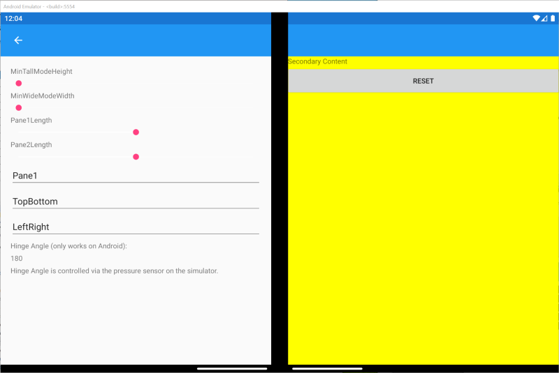 Menu of Xamarin.Forms TwoPaneView control playground