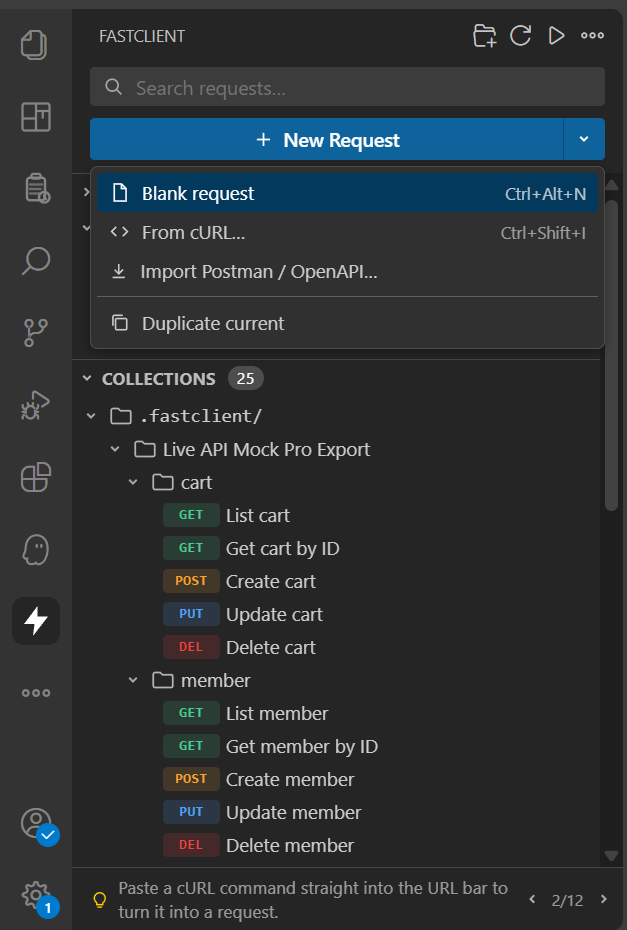 FastClient request editor