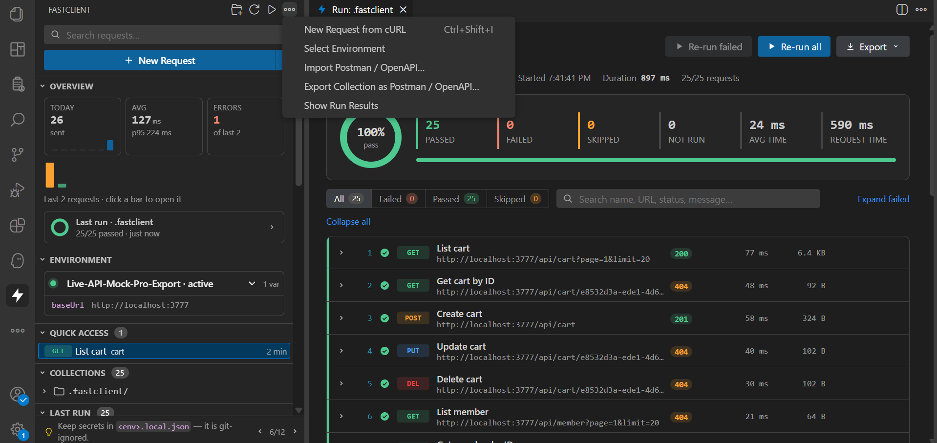 FastClient table view