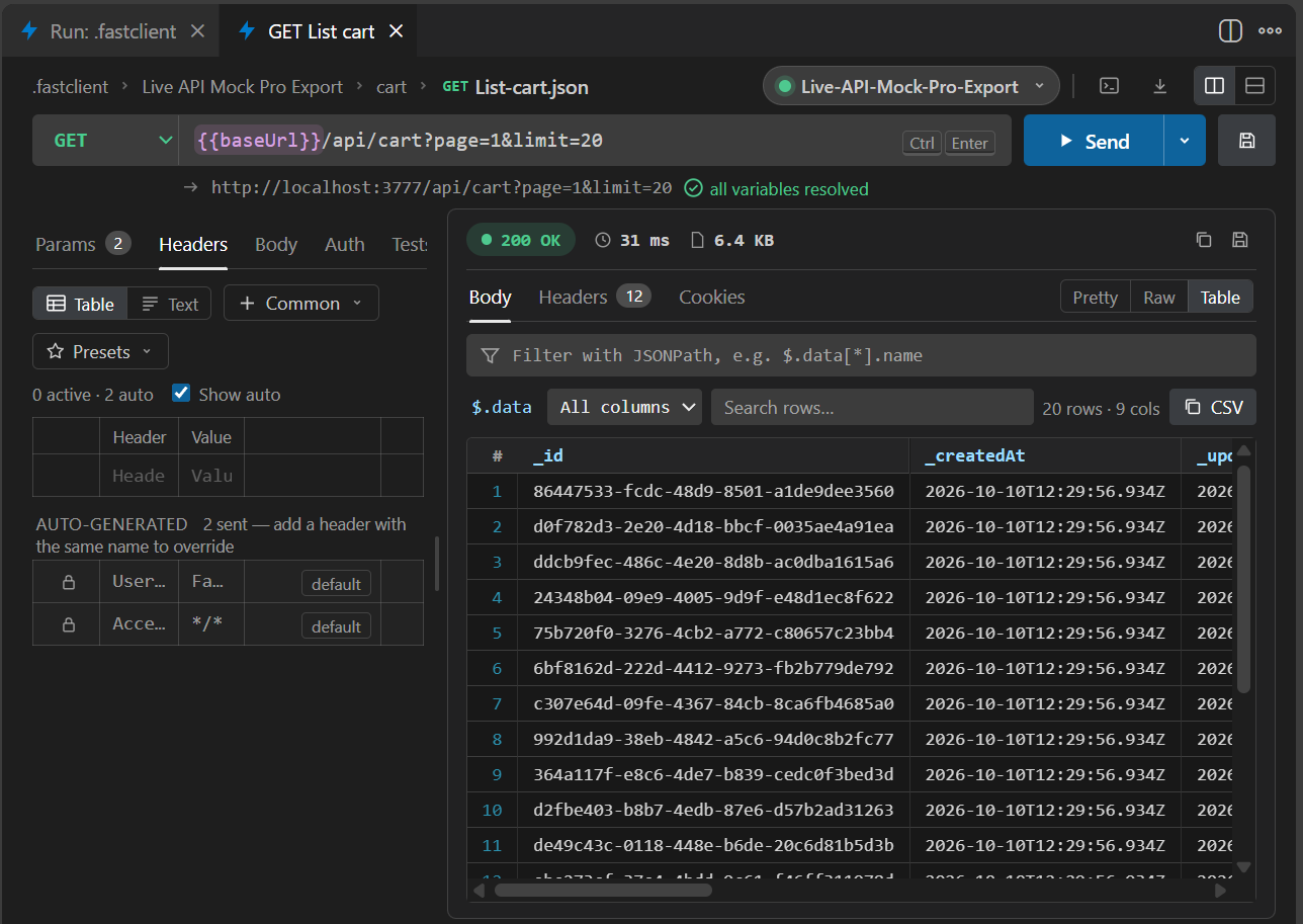 FastClient import and export