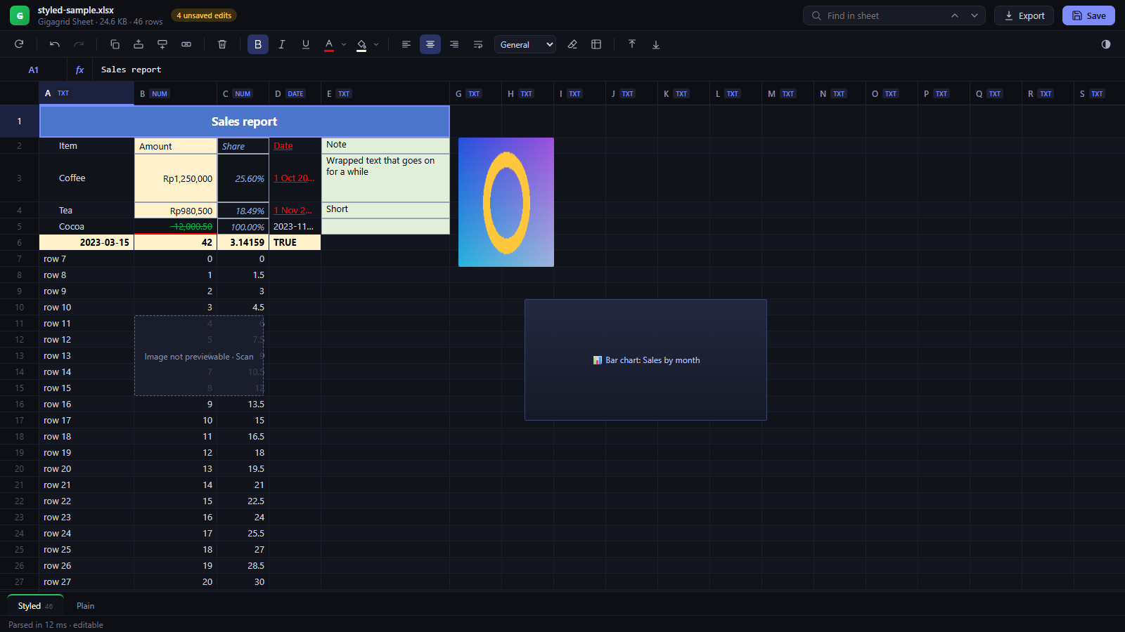 Gigagrid Sheet Screenshot 3
