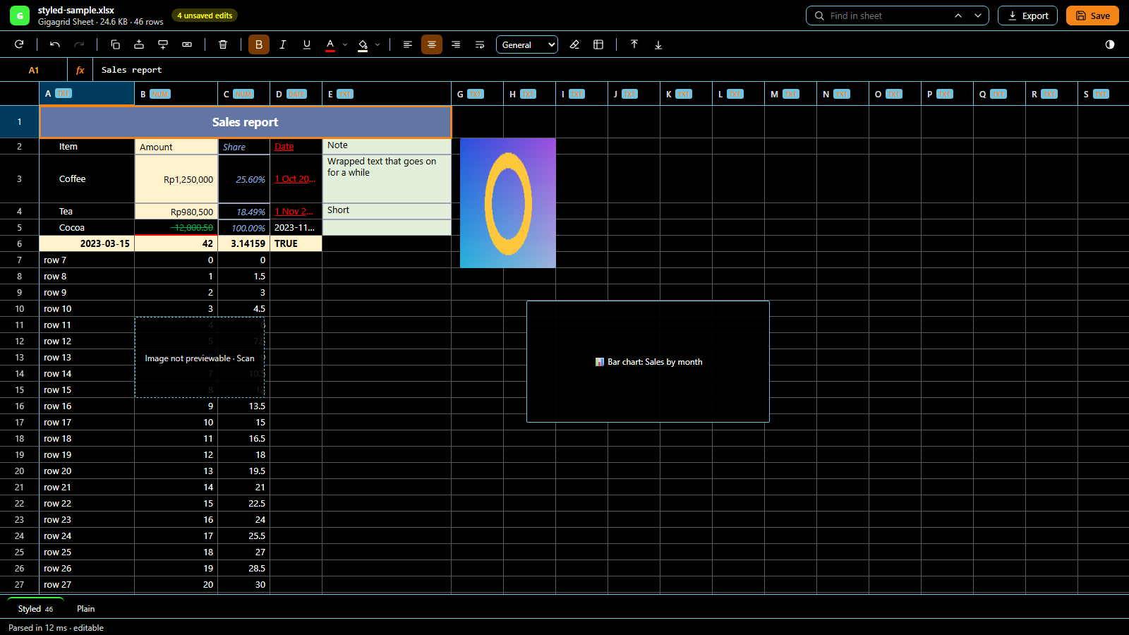 Gigagrid Sheet Screenshot 4