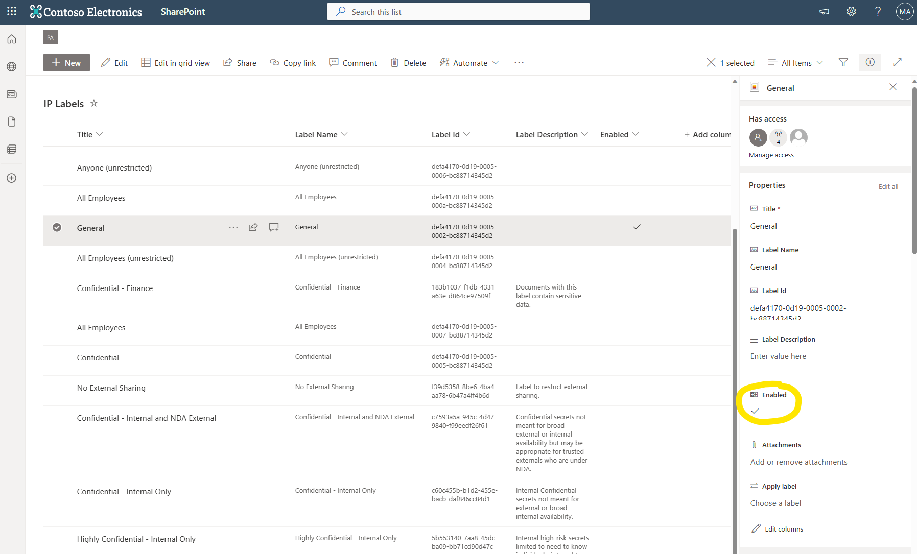 Enabling a label screenshot