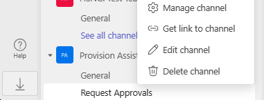 Microsoft Teams get link to channel screenshot