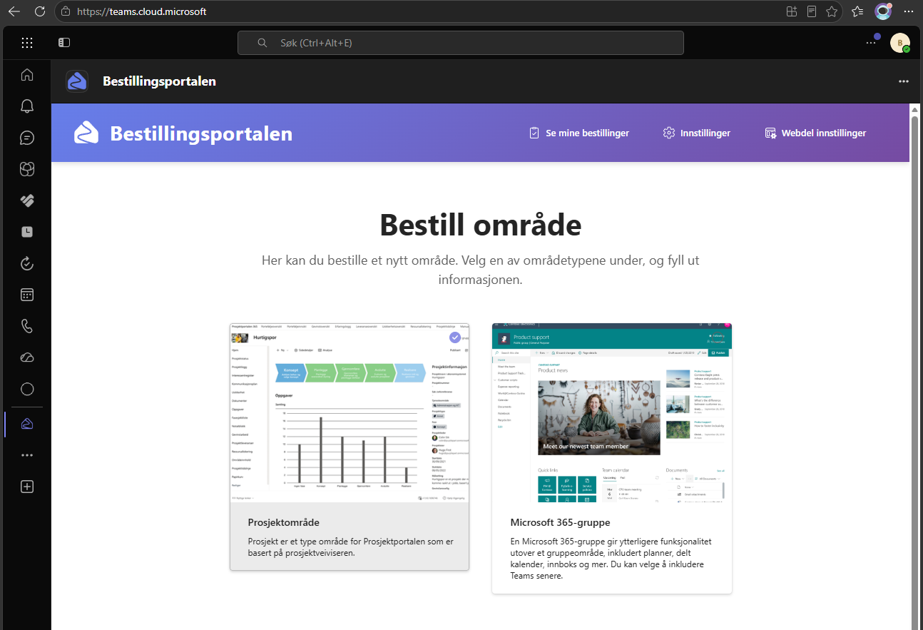 Bestillingsportalen åpnet som app i Teams