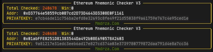 Mnemonic Ethereum Generated and Check Offline