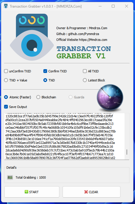 confirm TXID Grabbing and save File