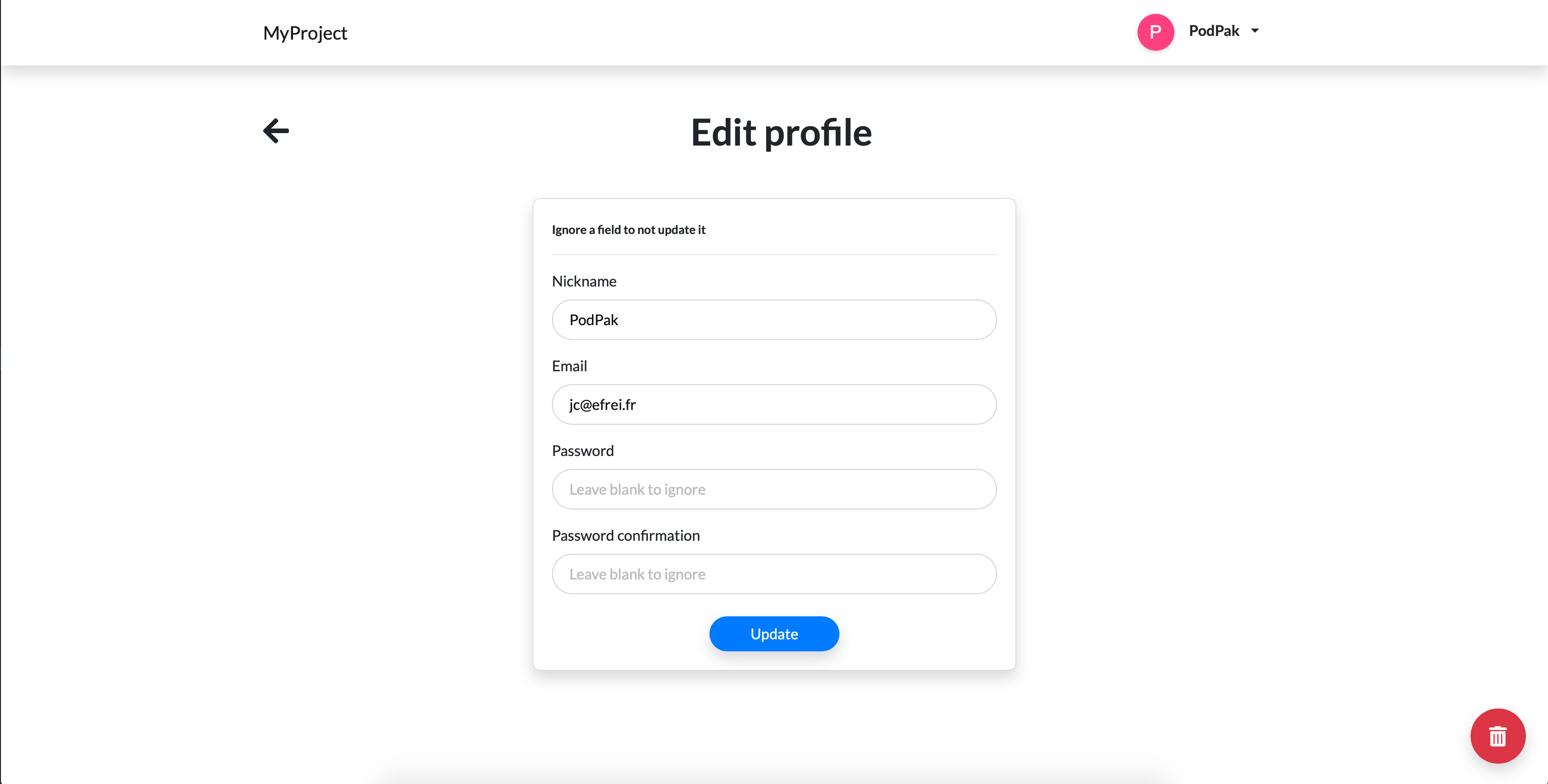 Edit profile