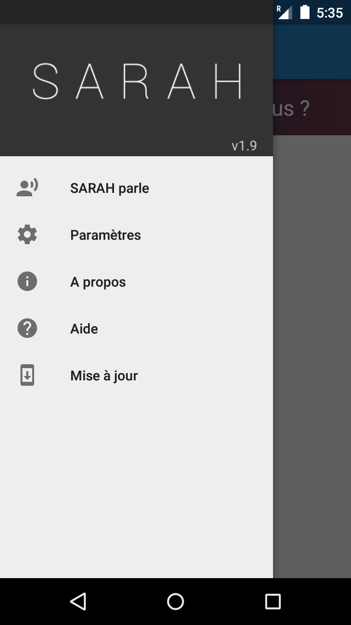 Aperçu du menu de navigation