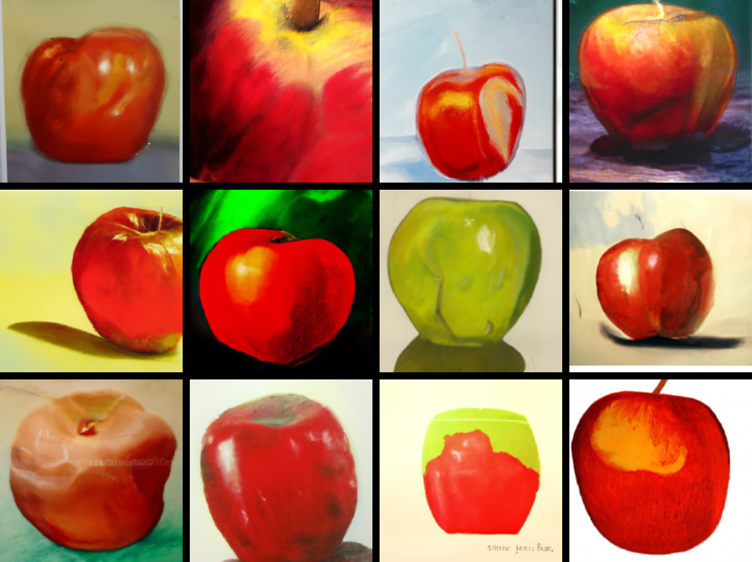 grid of images of "painting of an apple"