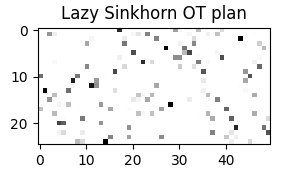 Lazy Sinkhorn OT plan
