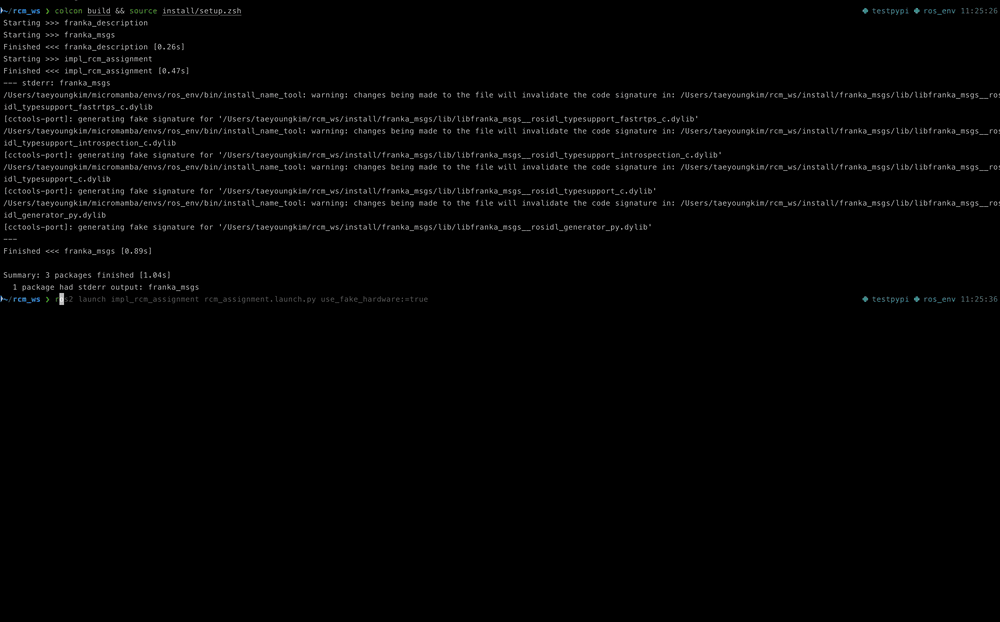 Building a Franka workspace natively on macOS and visualizing it in RViz — click to watch the full clip