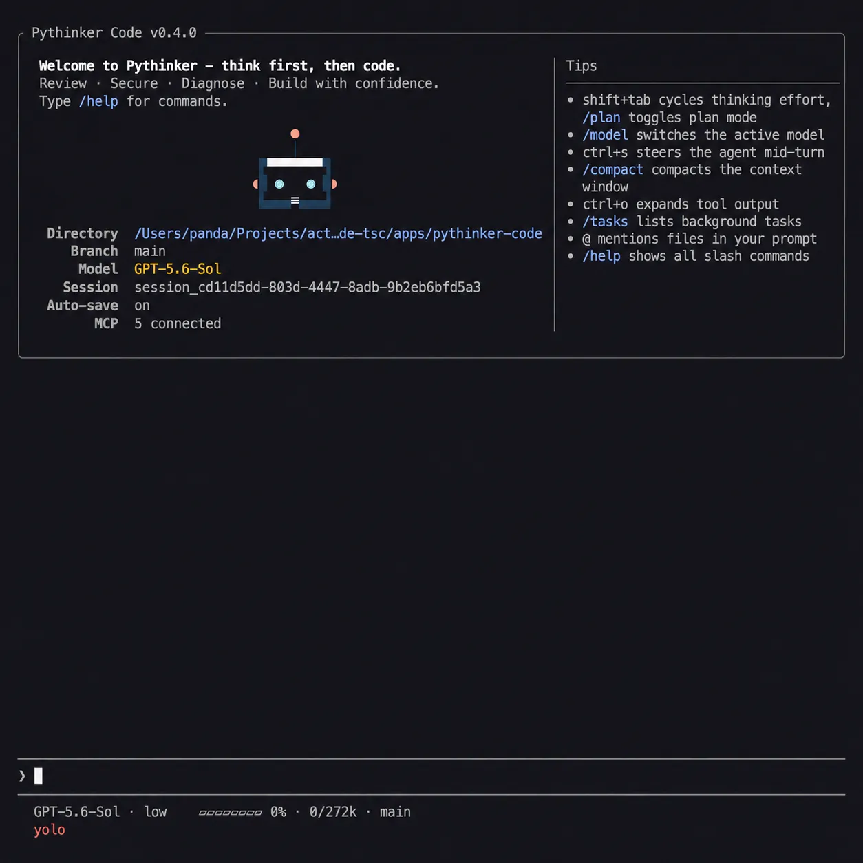Pythinker Code terminal demo