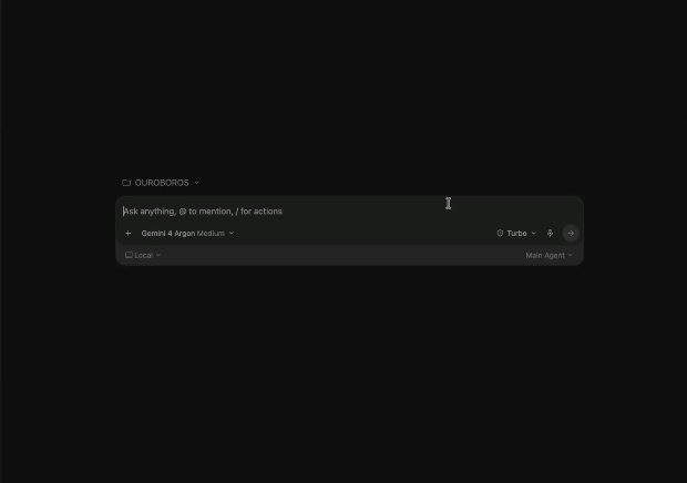 Screen recording of Antigravity running an Ouroboros interview and submitting the selected answer
