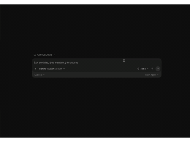 Screen recording of Antigravity running an Ouroboros interview and submitting the selected answer