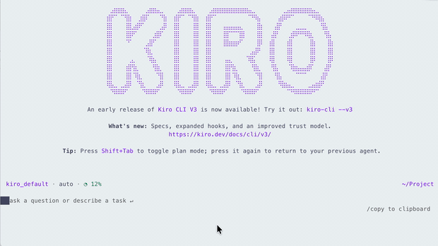 Kiro CLI 运行 Ouroboros 访谈的十倍速屏幕录像