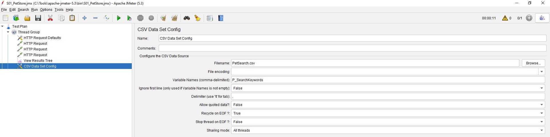 CSV Data Set Config