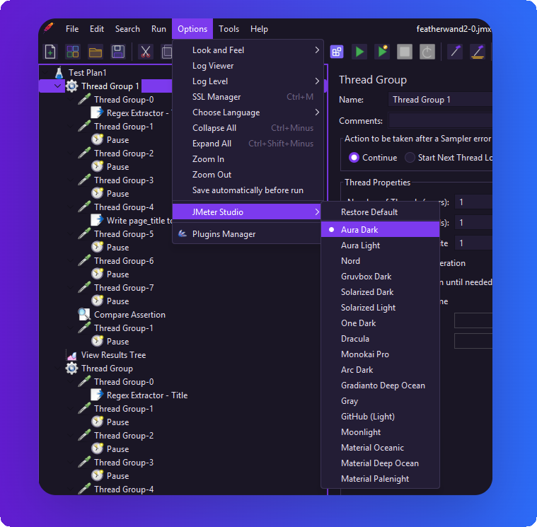 JMeter Studio - Theme Engine Plugin for Apache JMeter UI Screenshot