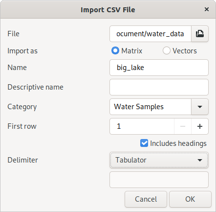 Import CSV Dialog