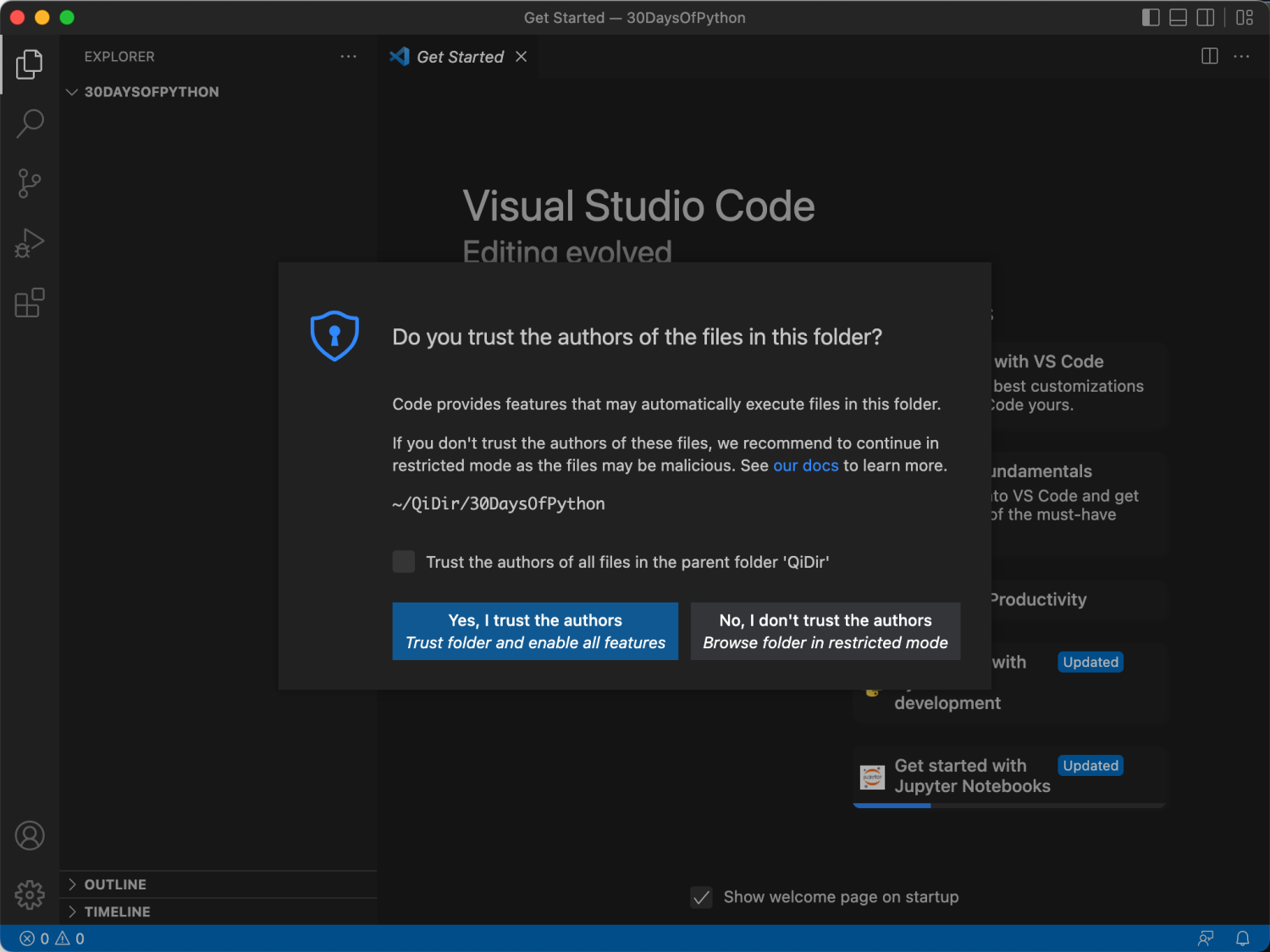 Opening Project on Visual studio