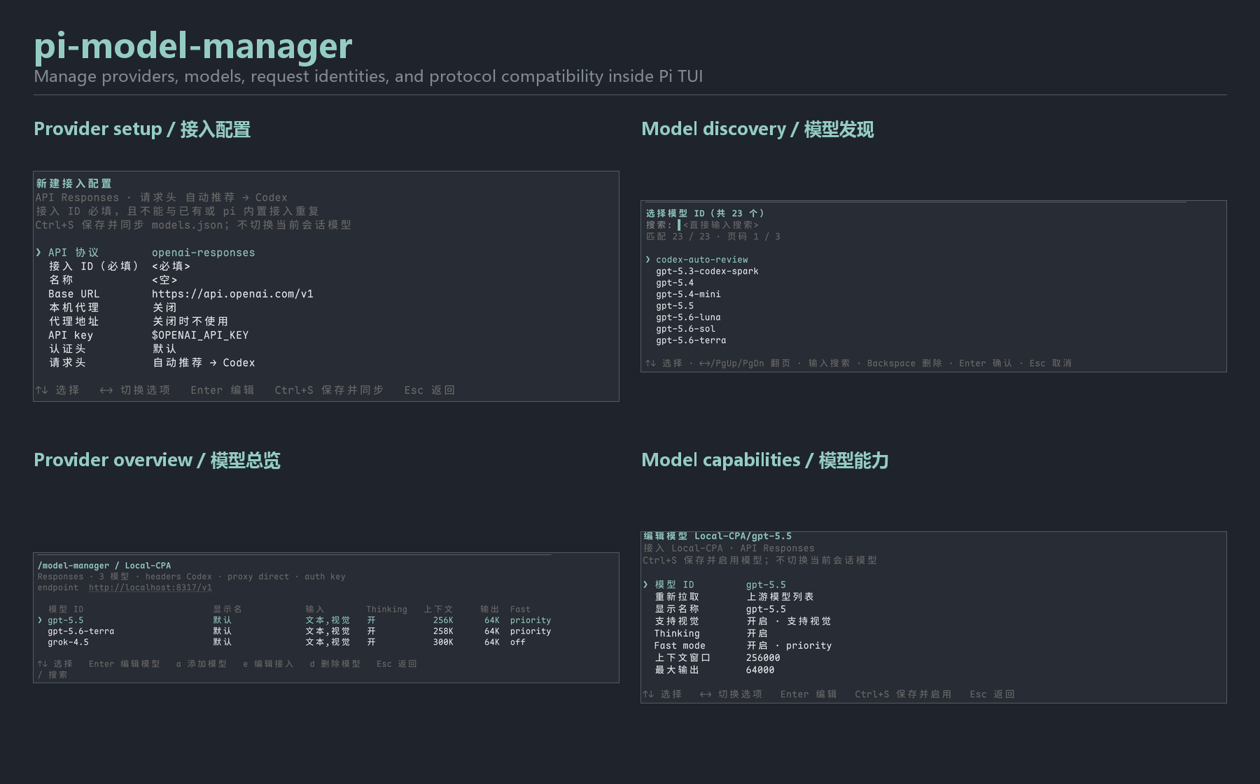 pi-model-manager interface overview