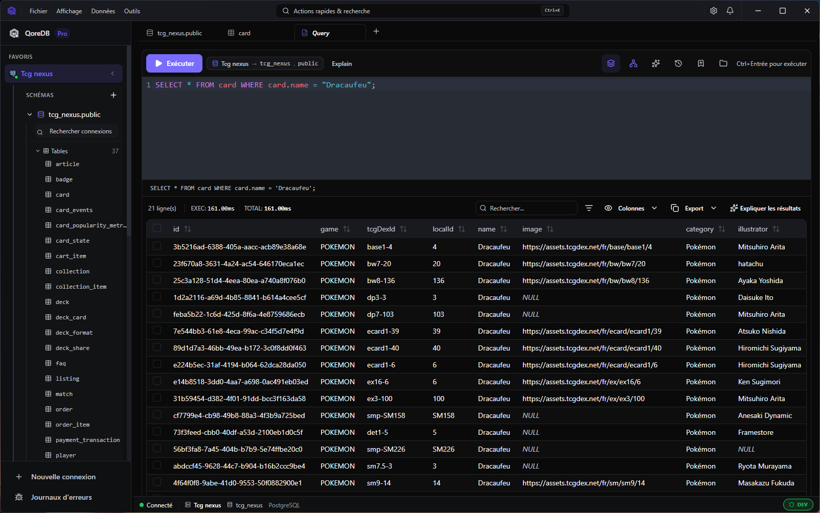 QoreDB SQL editor and result grid