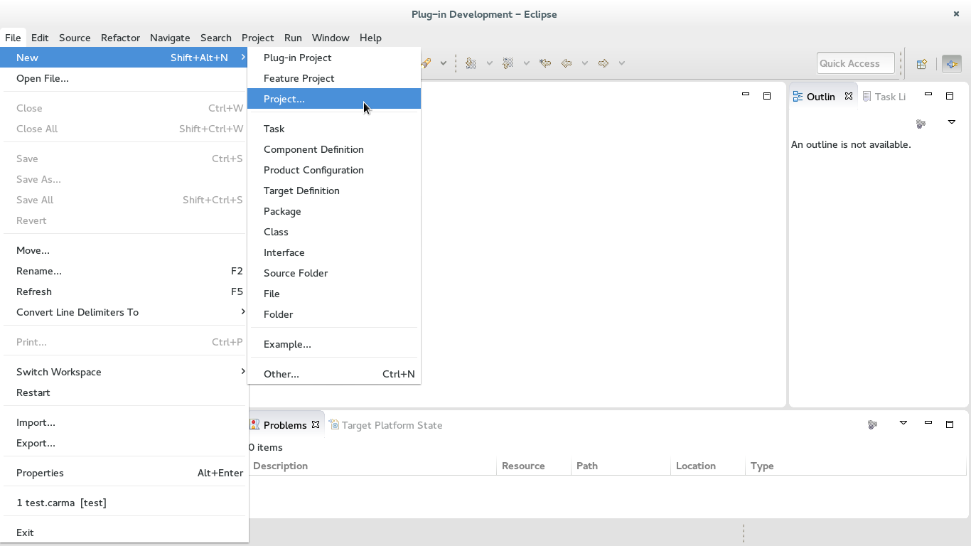File >> New >> Project..