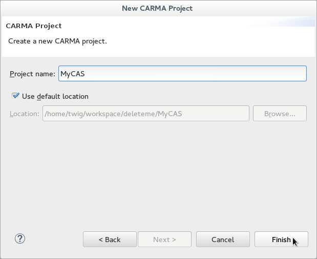 Enter a Project name, and press Finish