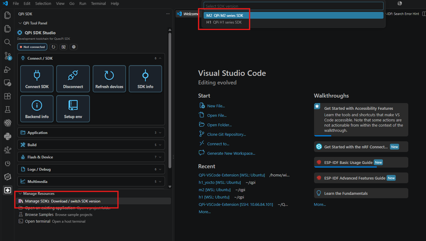 Select SDK version — M2 or H1