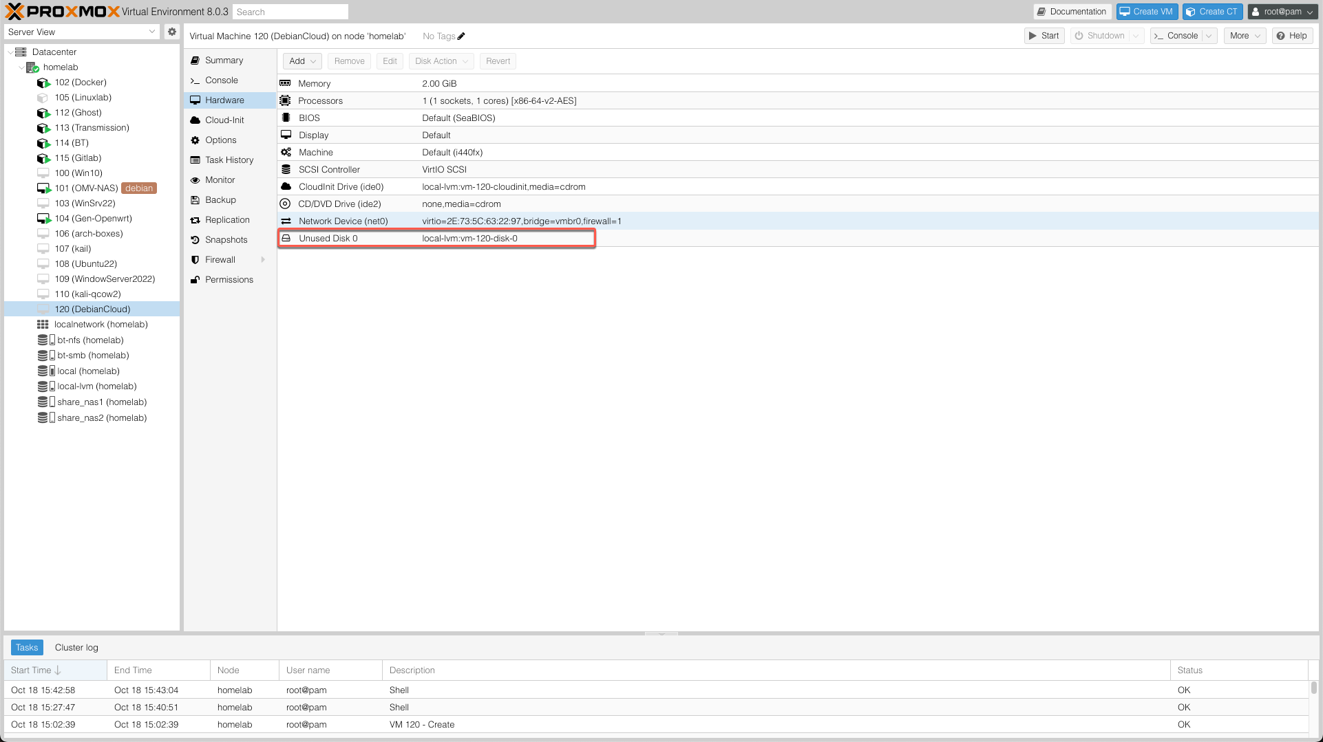 添加未使用磁盘