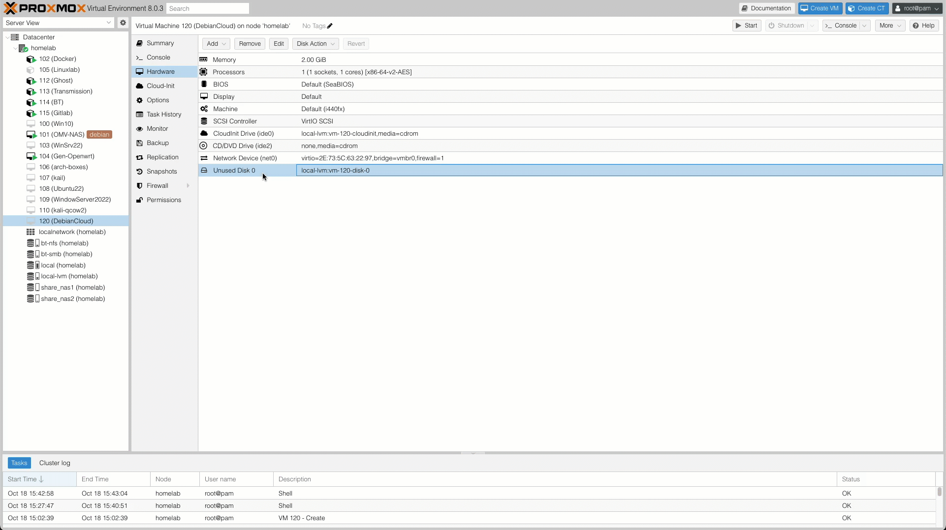 添加未使用磁盘操作