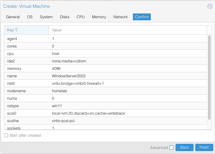 确认虚拟机配置