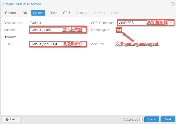 系统配置选项卡
