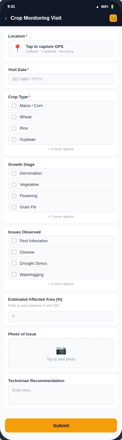 Crop Monitoring form preview