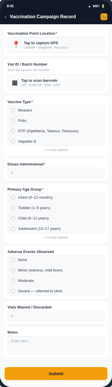 Vaccination Campaign form preview