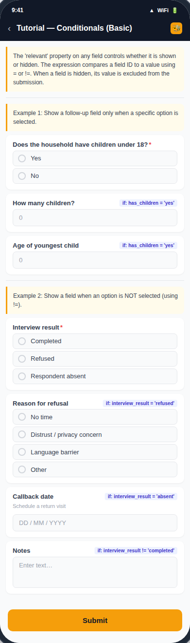 Basic Conditionals form preview