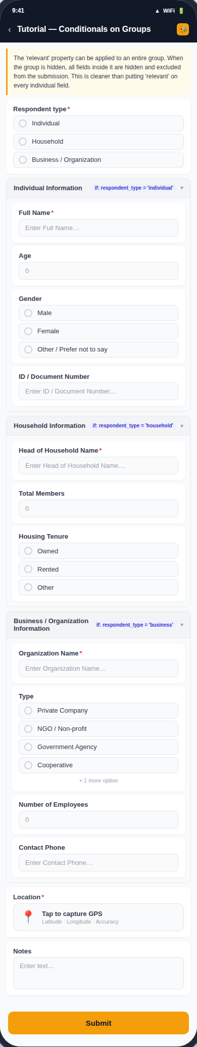 Conditional Groups form preview