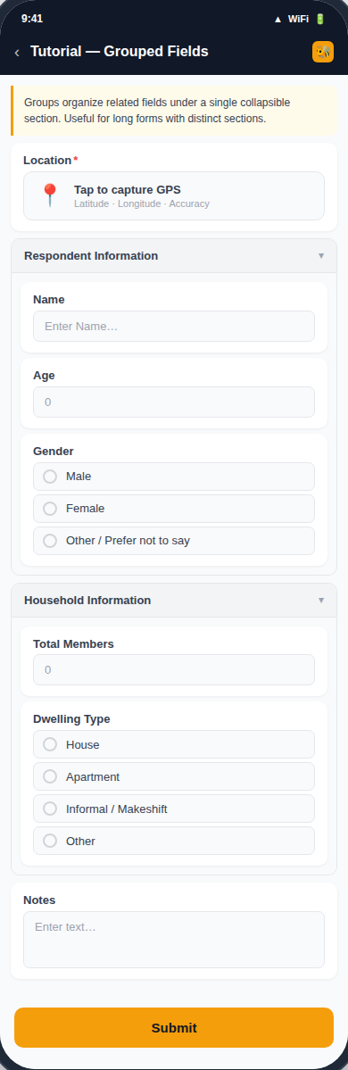 Grouped Fields form preview