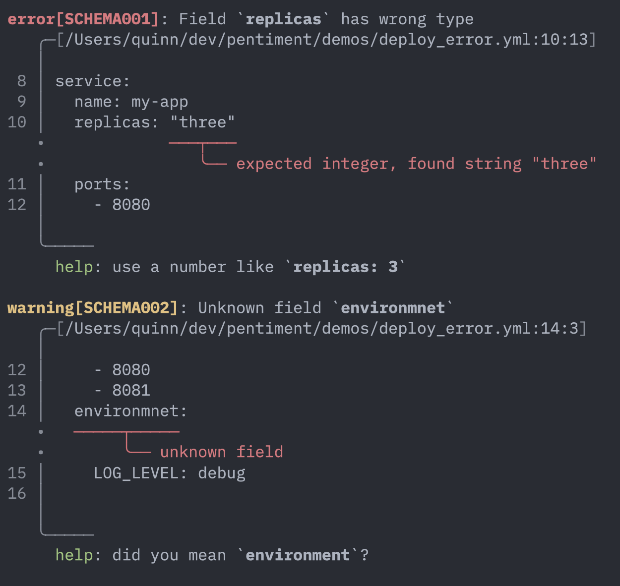 YAML validation error