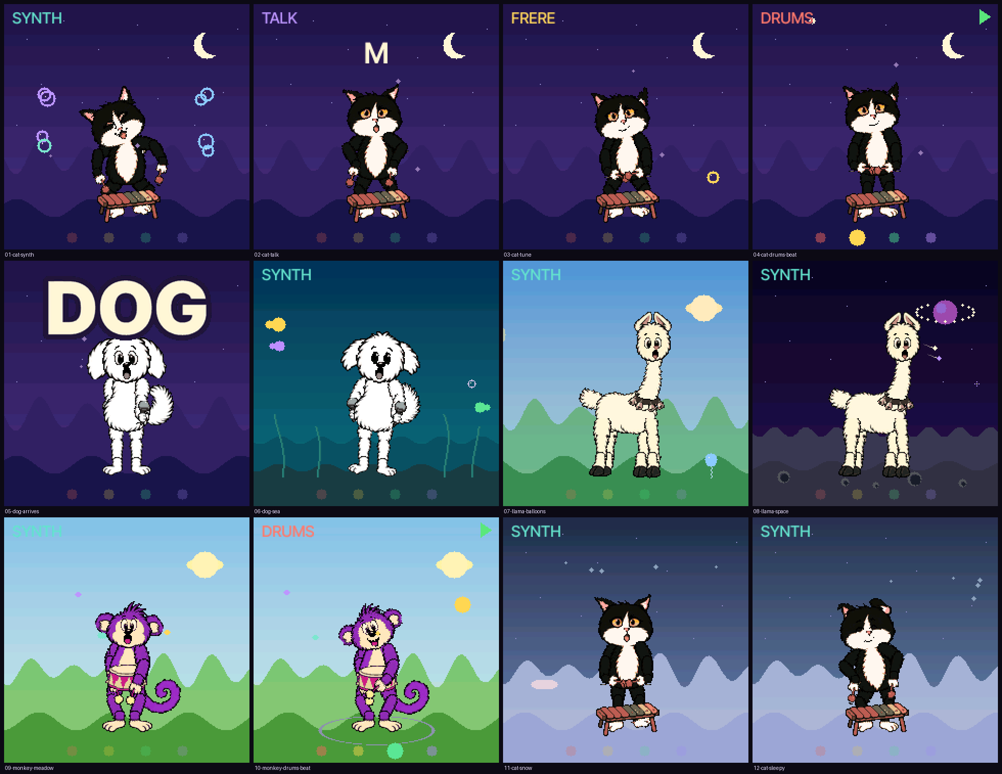 Collage of PurpleMonkey FM-1 screens
