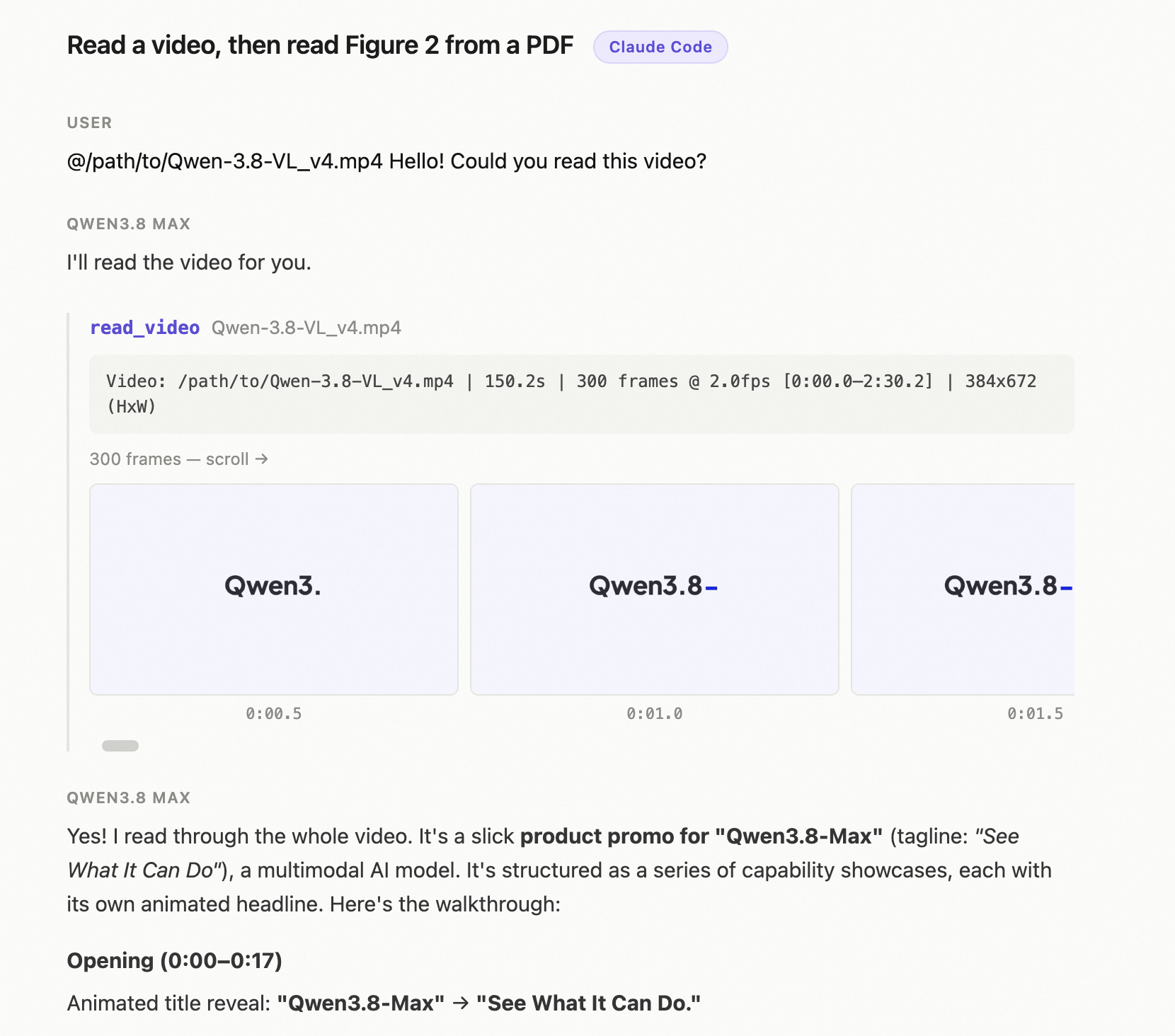 Claude Code trace — video + PDF figure
